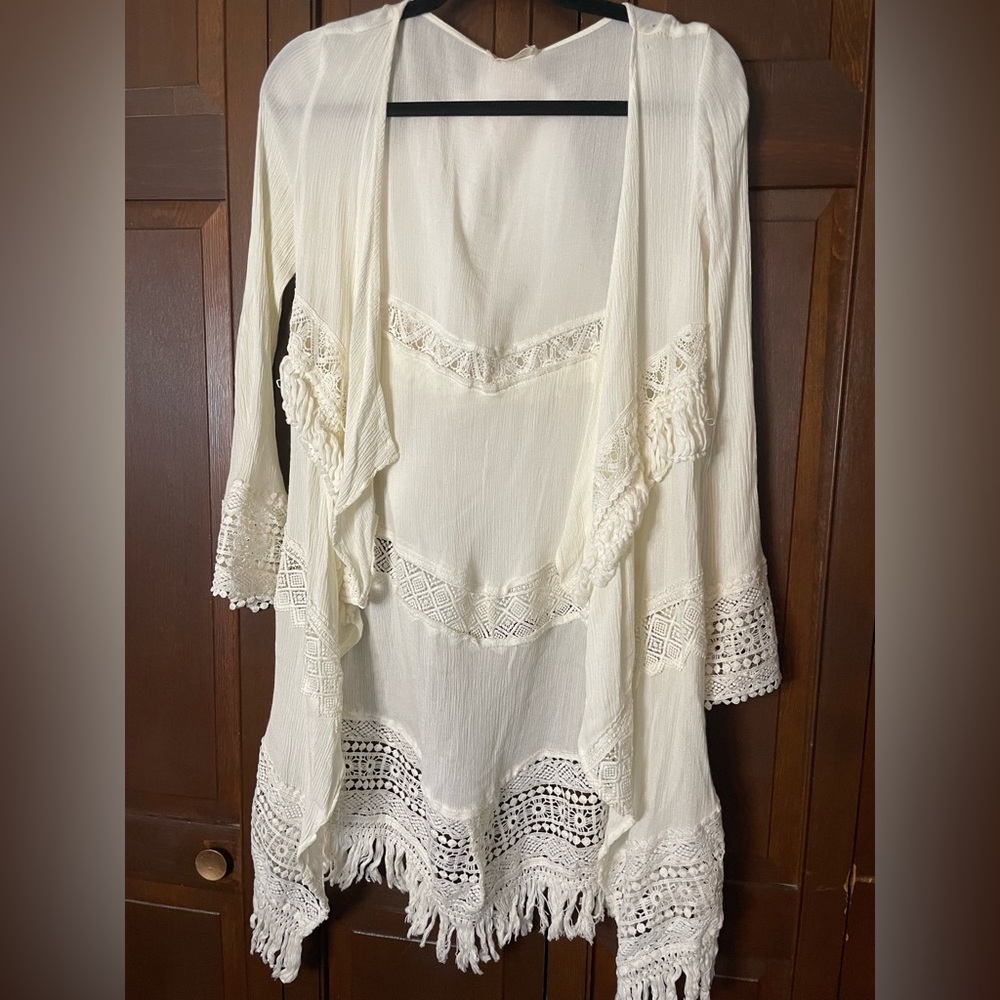 Altar’d State, Cream Fringe Cardigan, Size Small